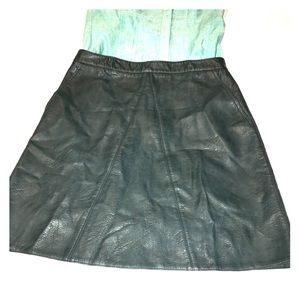 Zara dark teal leather like skirt, S